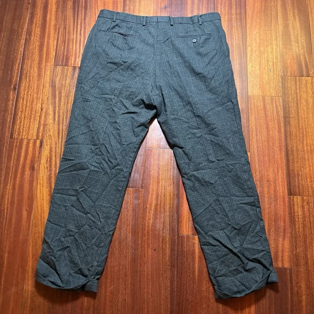 Lauren Ralph Lauren Pants Men 40x32 Gray Wool Plaid Check Preppy Hem Cuffed Logo